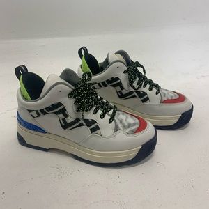 Fendi White FF Holograpfic Print Hightop Sneakers